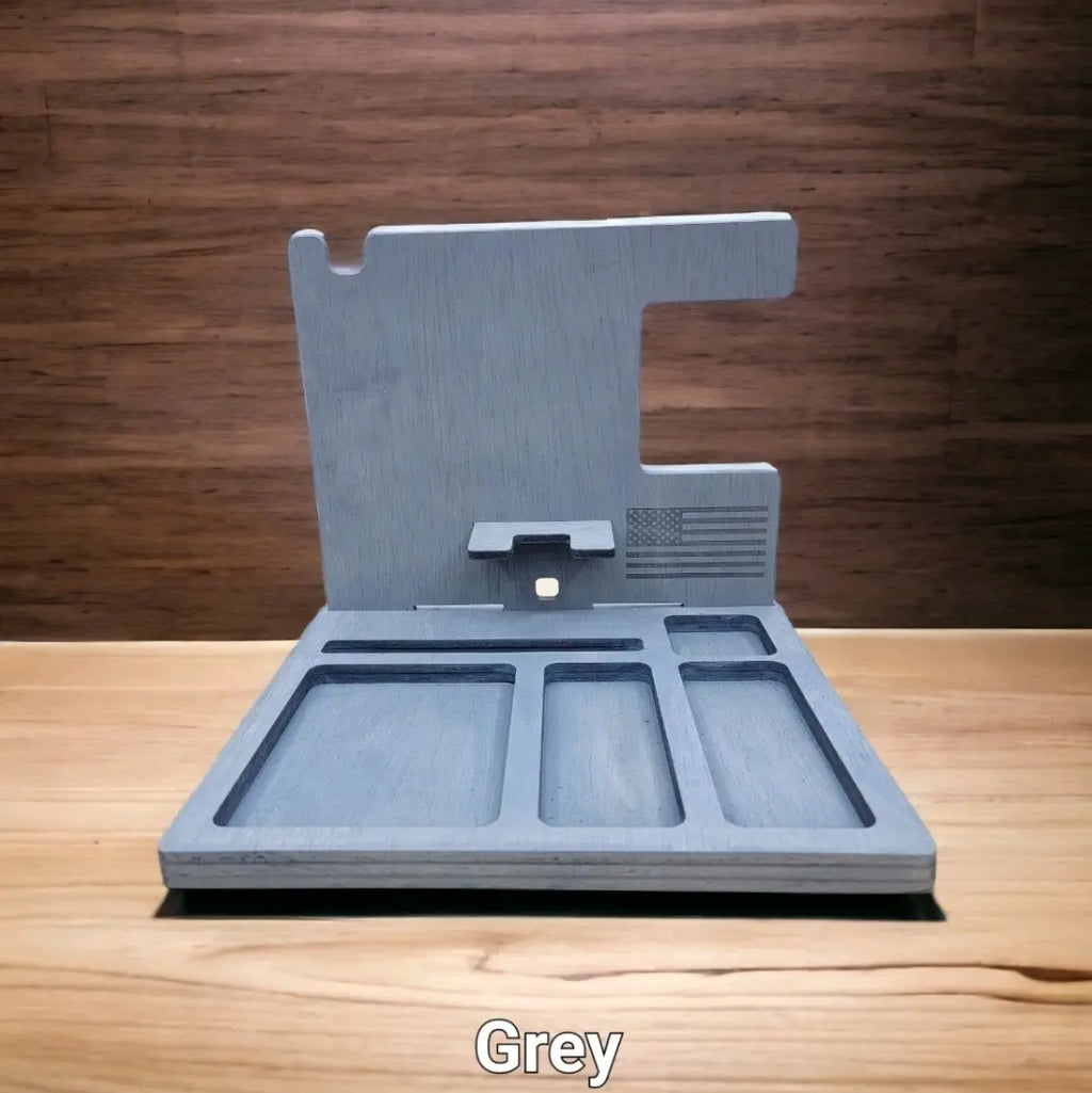 Wooden Phone Docking Station and Nightstand Organizer with Wallet Holder