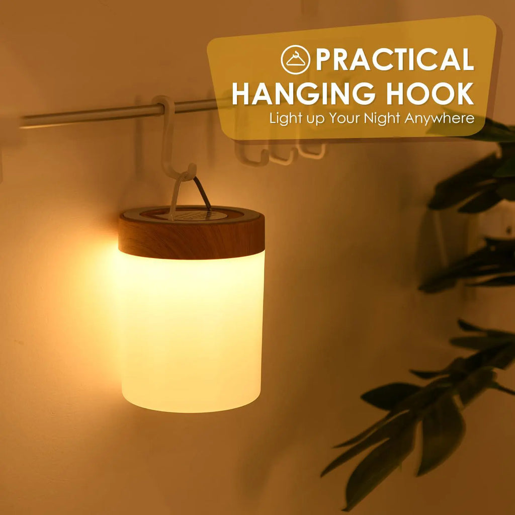 LED Table Lamp with Wooden Base, USB Rechargeable Night Light, Elegant Decorative Desk Lamp for Bedroom and Living Room Decor