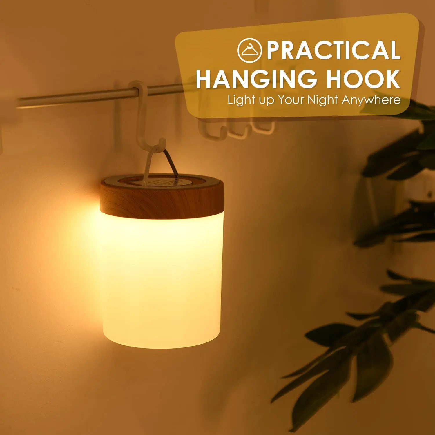 LED Table Lamp with Wooden Base, USB Rechargeable Night Light, Elegant Decorative Desk Lamp for Bedroom and Living Room Decor