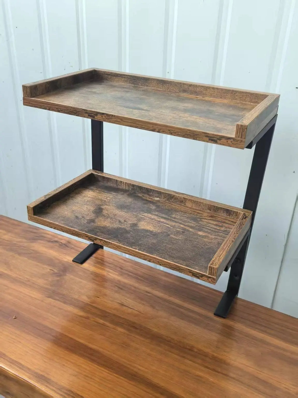 Desk Organizer, Wood Shelves for Office Desk, Tabletop Book Storage Rack