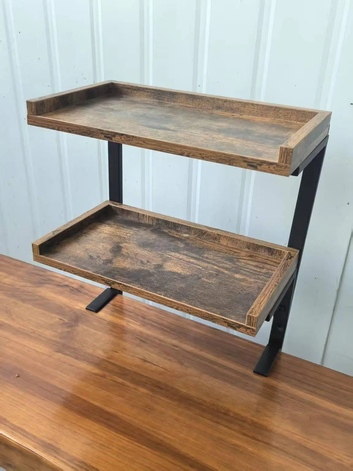 Desk Organizer, Wood Shelves for Office Desk, Tabletop Book Storage Rack