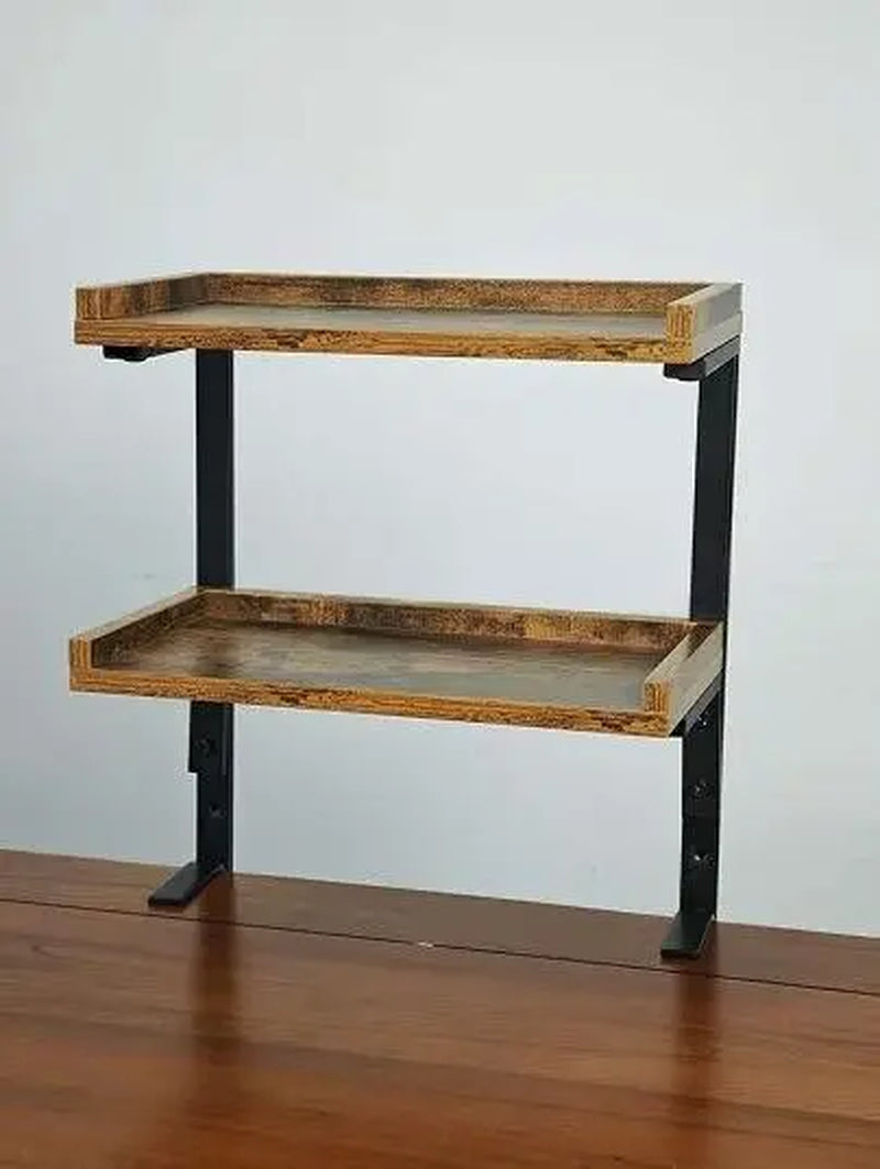 Desk Organizer, Wood Shelves for Office Desk, Tabletop Book Storage Rack