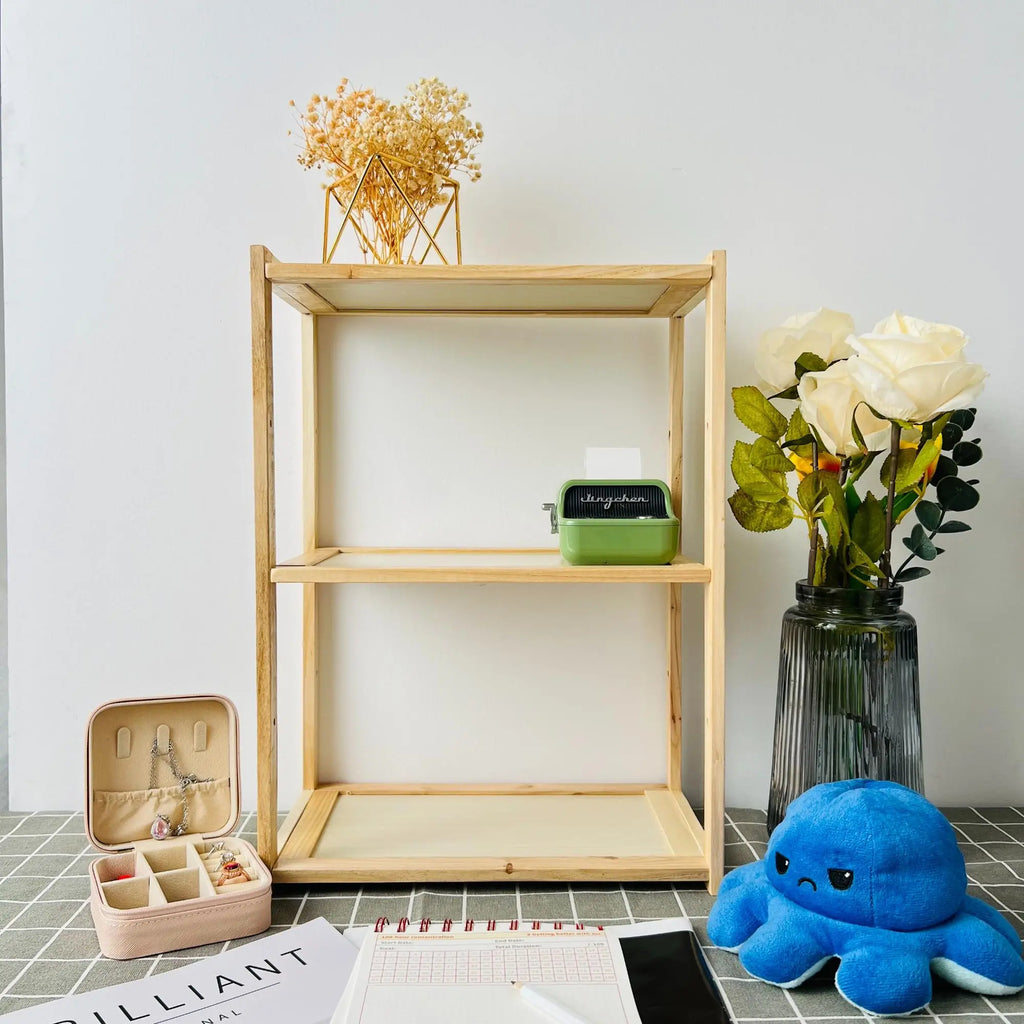 Wooden Desktop Bookshelf,  Desk Organizer for Home Office