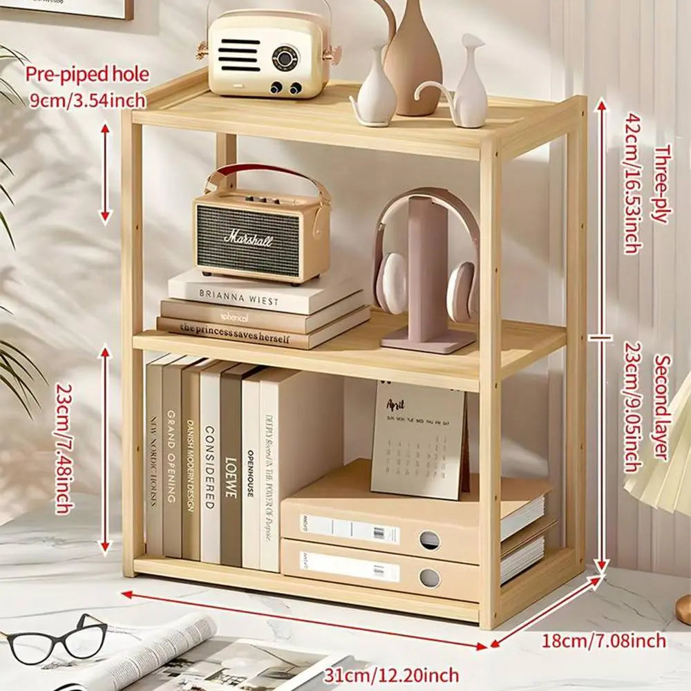 Wooden Desktop Bookshelf,  Desk Organizer for Home Office