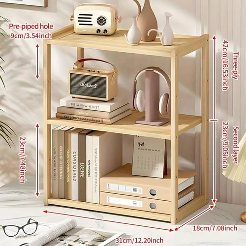 Wooden Desktop Bookshelf,  Desk Organizer for Home Office