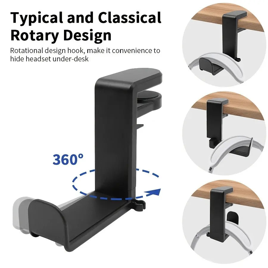 Under Desk Headphone Stand, Durable Design, Easy Installation