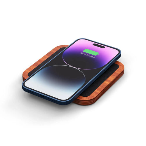 UNO Black Single-Coil Magsafe Oak Wireless Charger 15W Fast Charging with FOD Function & USB-C Cable for Iphone & Samsung Devices