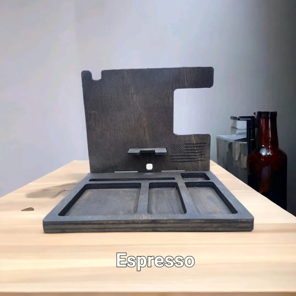 Wooden Phone Docking Station and Nightstand Organizer with Wallet Holder