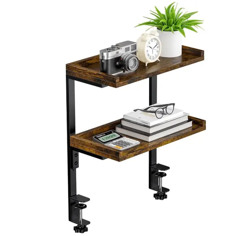 Desk Organizer, Wood Shelves for Office Desk, Tabletop Book Storage Rack