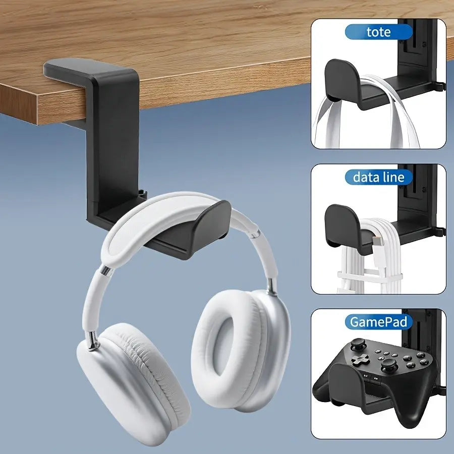 Under Desk Headphone Stand, Durable Design, Easy Installation