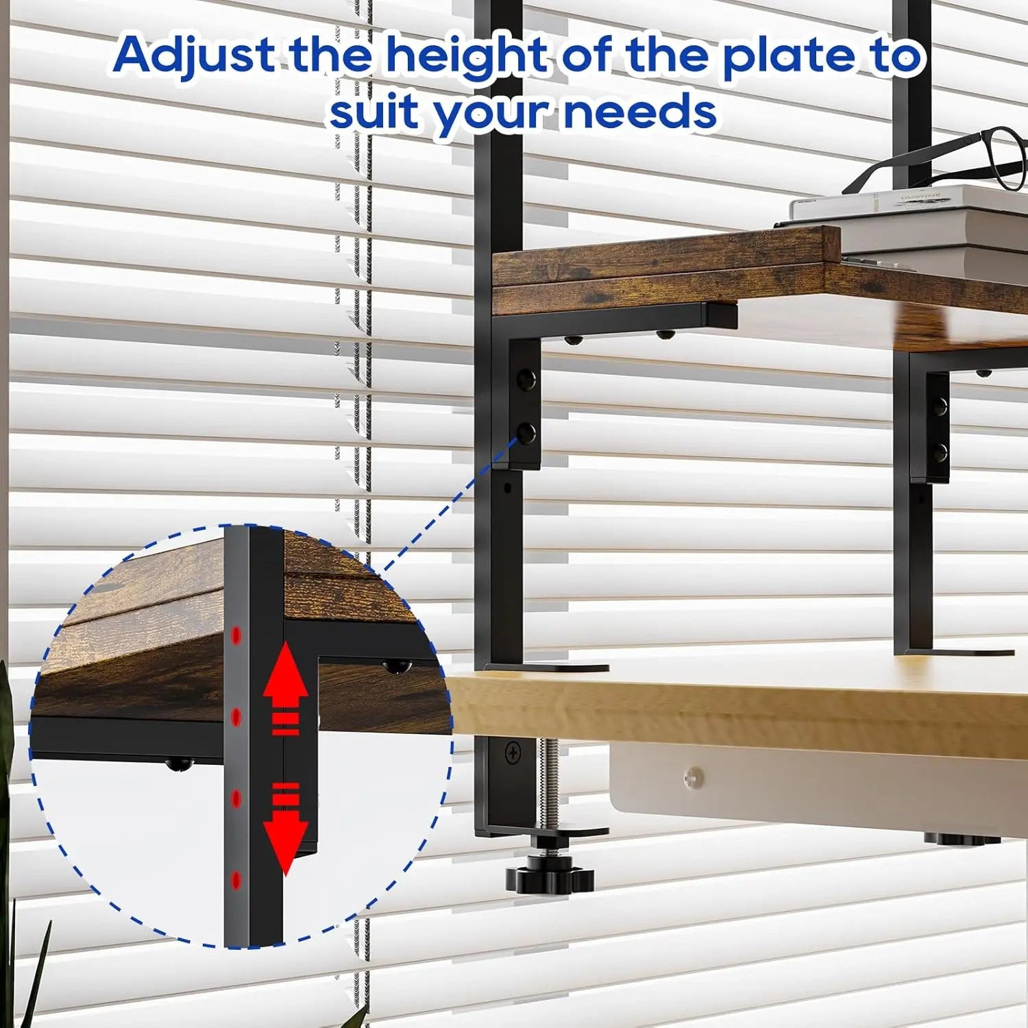 Desk Organizer, Wood Shelves for Office Desk, Tabletop Book Storage Rack