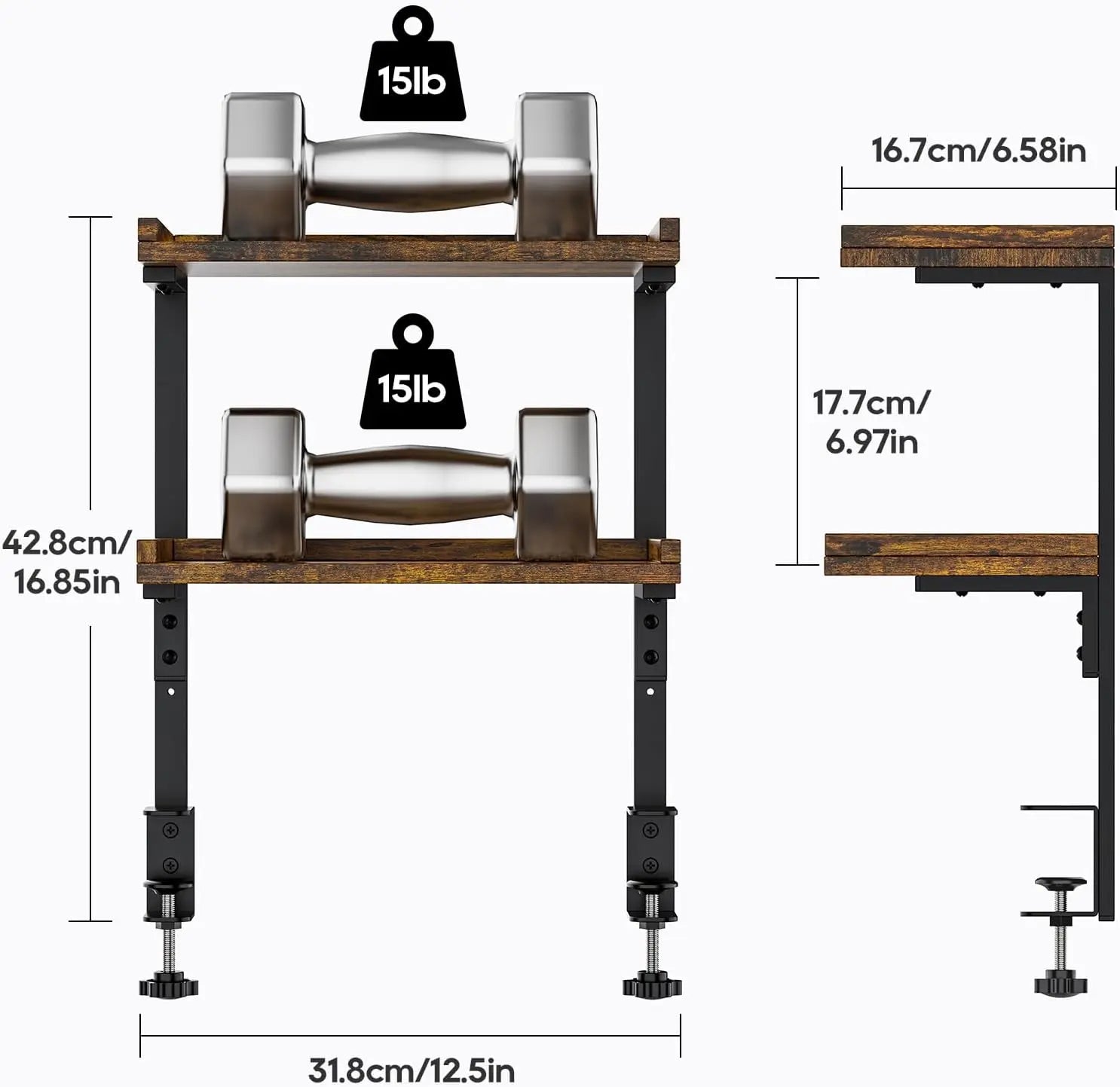 Desk Organizer, Wood Shelves for Office Desk, Tabletop Book Storage Rack