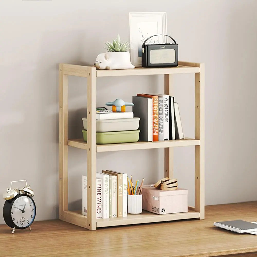 Wooden Desktop Bookshelf,  Desk Organizer for Home Office