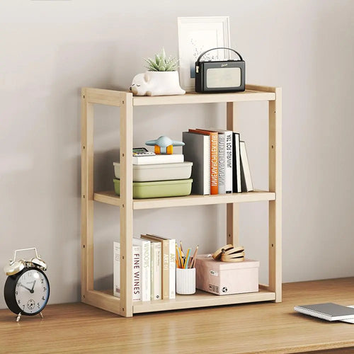 Wooden Desktop Bookshelf,  Desk Organizer for Home Office