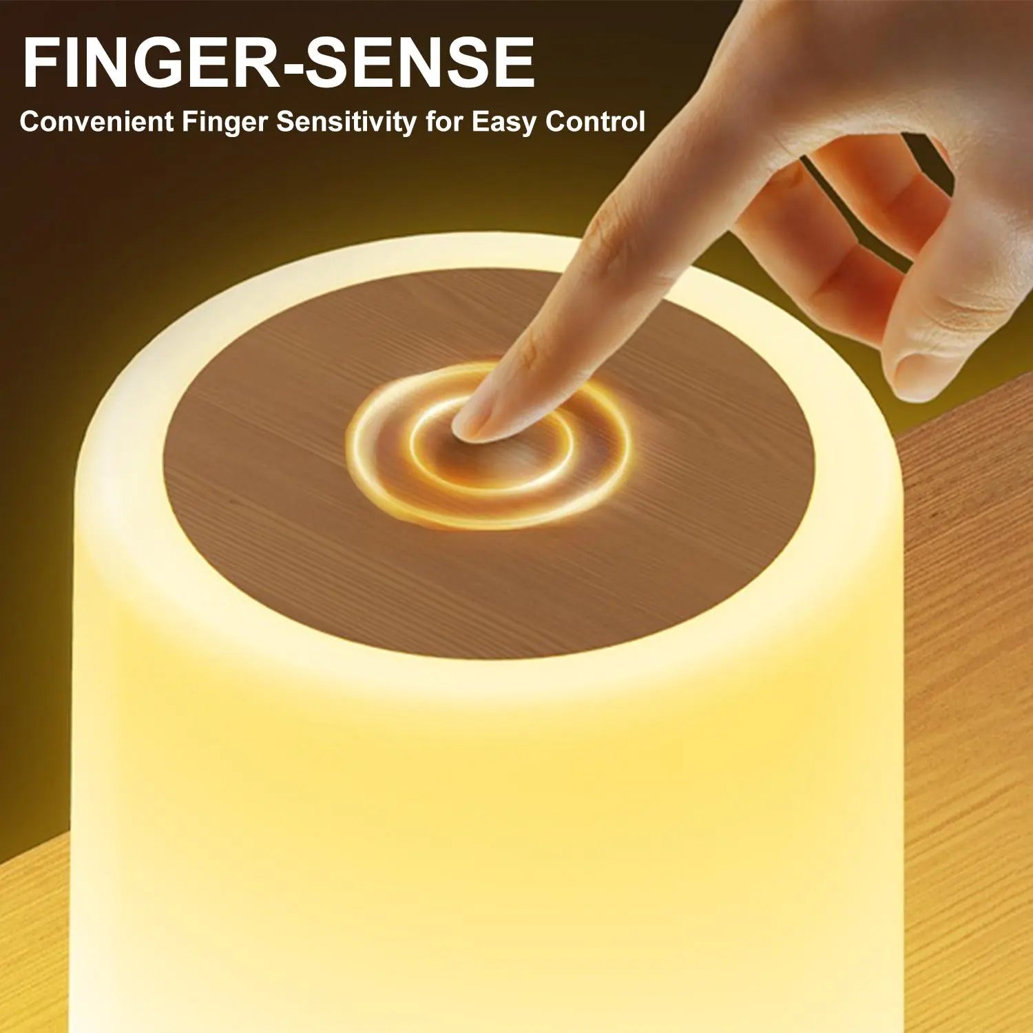LED Table Lamp with Wooden Base, USB Rechargeable Night Light, Elegant Decorative Desk Lamp for Bedroom and Living Room Decor